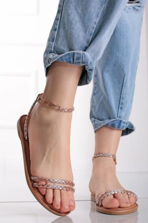 Ružovozlaté nízke sandále Roselyn