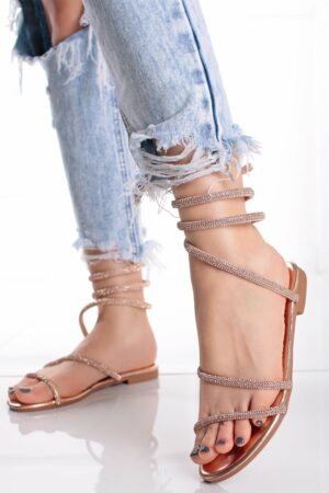 Ružovozlaté nízke sandále Loryna