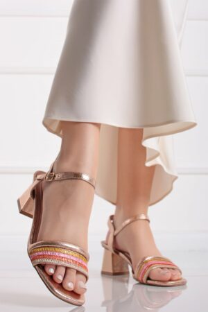 Ružovozlaté sandále na hrubom podpätku June