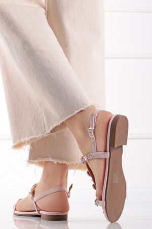 Svetloružové sandále s kamienkami Violet