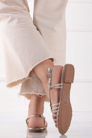 Zlaté nízke sandále Klara